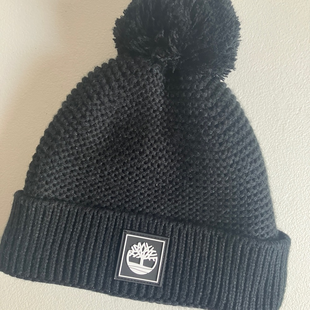 Timberland Heavy Knit Pom-Pom Fur Lined Beanie Hat